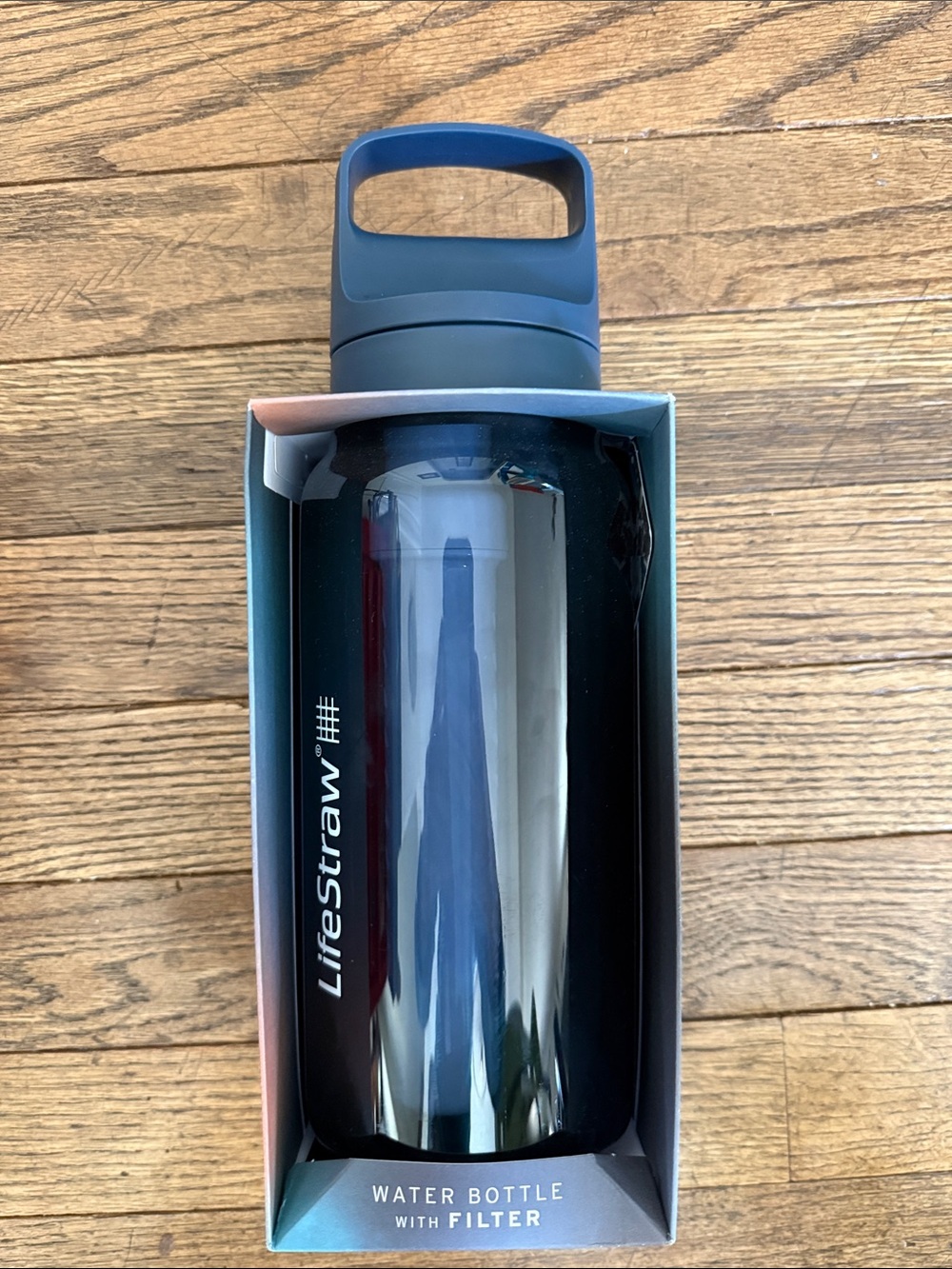 Lifestraw Dark Blue Plastic Water Bottle with Filter